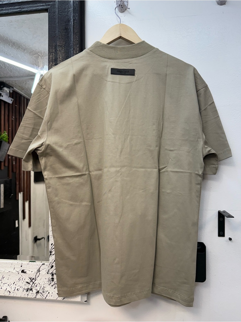 Fear of God Essentials tan Crewneck Logo T-Shirt - Picture 5 of 8